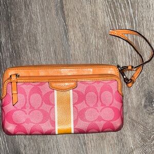 Coach Vibrant Pink and Orange Clutch